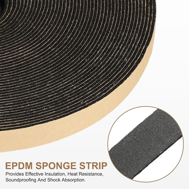 PATIKIL Foam Insulation Tape, 2Pcs 3/4" W x 1/4" t x 32.8FT Self Adhesive Weather Stripping Door Seal Strip for Door Window Air Conditioning, Black - Image 3