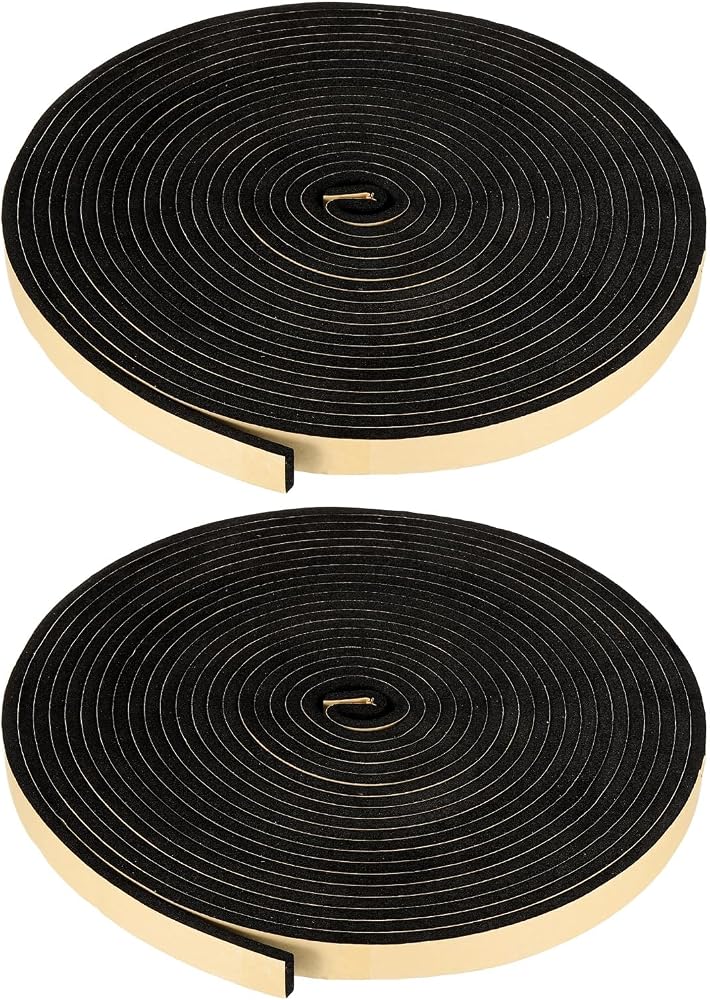 PATIKIL Foam Insulation Tape, 2Pcs 3/4" W x 1/4" t x 32.8FT Self Adhesive Weather Stripping Door Seal Strip for Door Window Air Conditioning, Black - Image 1