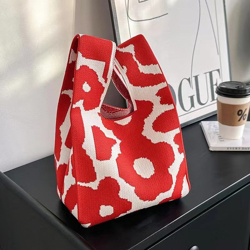 2025 Xipu Special Festive Wedding Gift Bag Special Hand Bag Vest Bag Sweet and Festive Knitted Bag 90g red-flowers