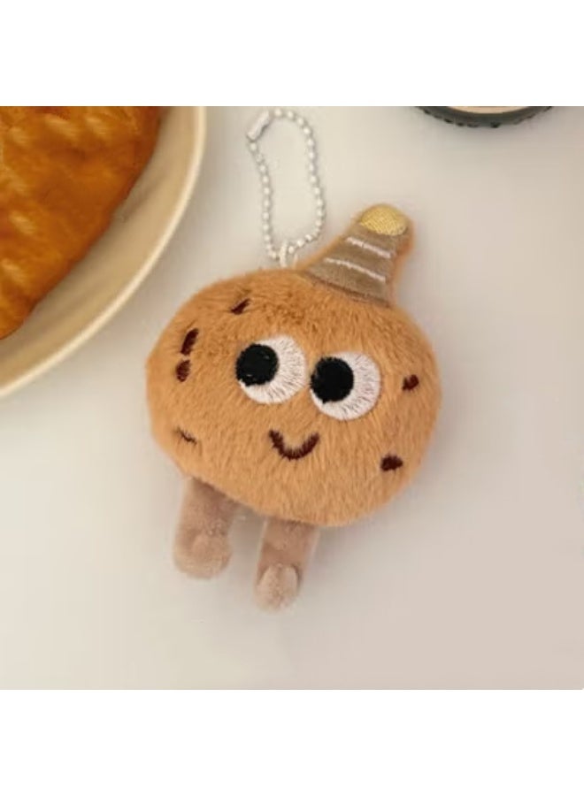 Cute and unique cartoon plush keychain/backpack keychain/decorative mini doll (brown cookie doll keychain)