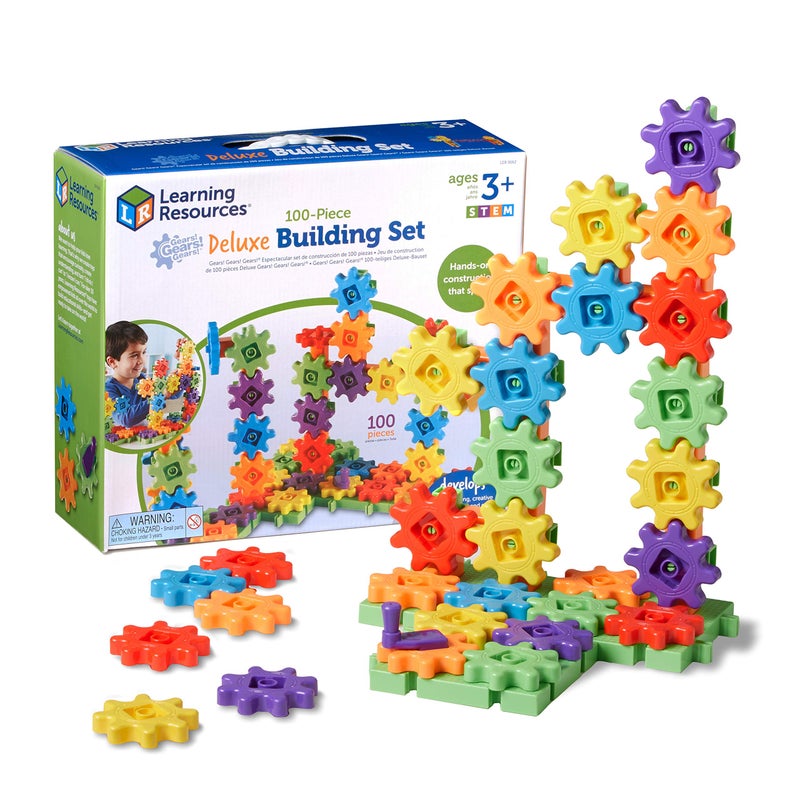 Learning Resources Learning Resources Gears! Gears! Gears! 100-Piece Deluxe Building Set - Ages 3+, Preschool Building Sets, Gears Toys for Kids, STEM Toys for Toddlers, Construction Toy Set - Image 1