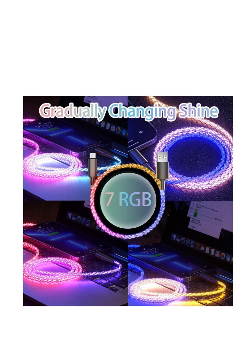 Excefore RGB LED Type C Charger Cord, 66W Fast Charging Cable, Color Gradual Light Up USB Type C Charger Cable, Perfect for Samsung Galaxy S21 S20 S10 S9 S8 Plus and More - Image 5