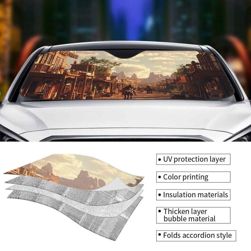 Small Black Foldable Car Windshield Sun Shade Front Window Sun Visor Protector Interior Accessories - Image 4