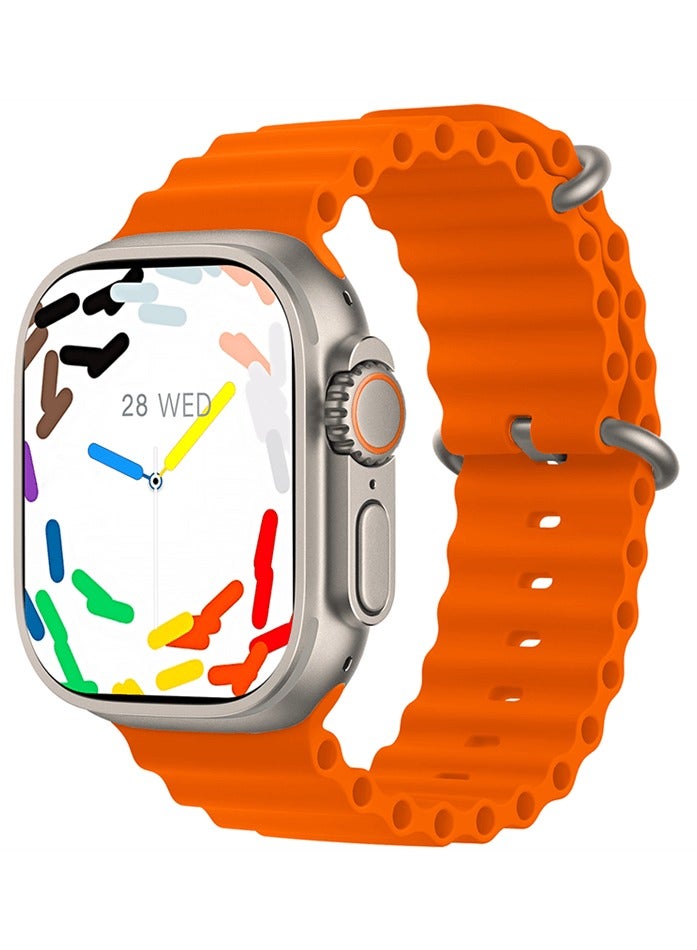T8000 Smart Watch, BIG INFINITE DISPLAY, Wireless Charging - Orange