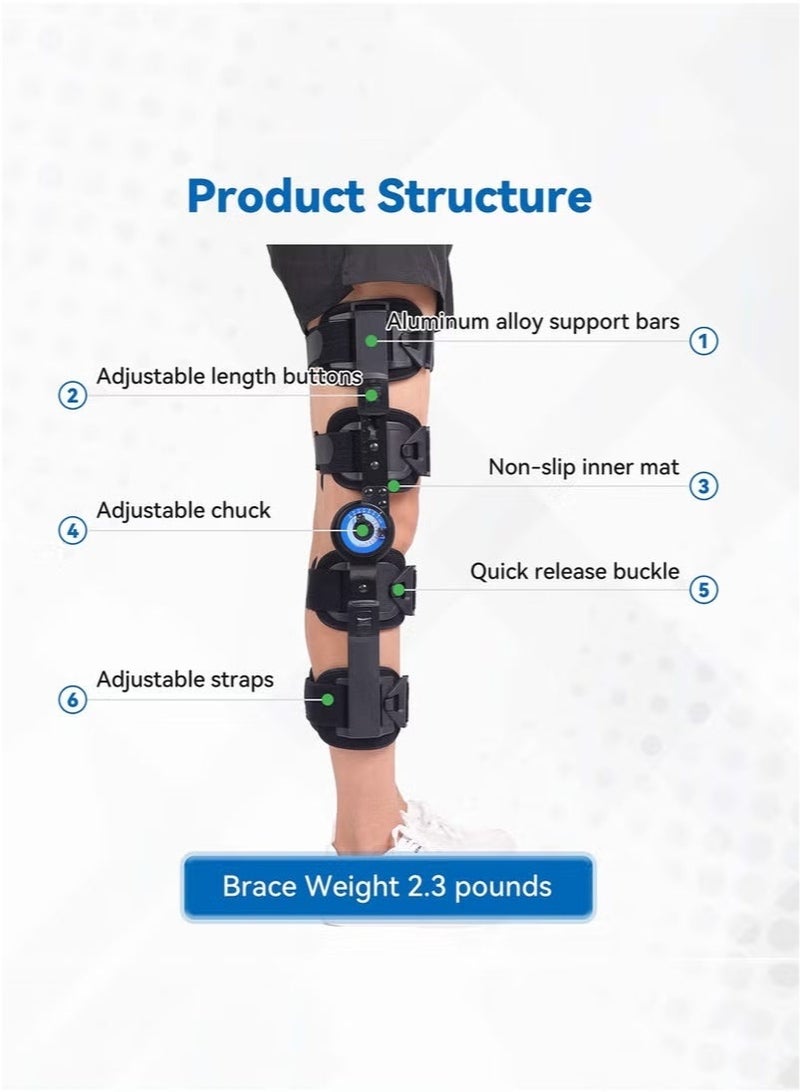 والالا دعامة الركبة المفصلية ذات نطاق الحركة، دعامة الركبة بعد الجراحة لتثبيت التعافي، إصابات الرباط الصليبي الأمامي والرباط الجانبي الإنسي والرباط الصليبي الخلفي، مثبت دعم العظام الطبي القابل للتعديل بعد الجراحة، للنساء والرجال - Image 4