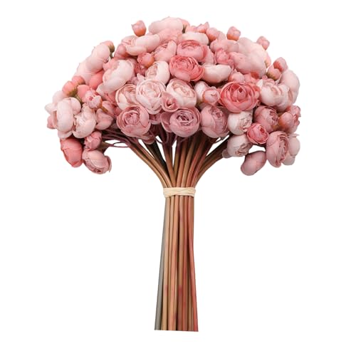 Meldel 32Pcs Ranunculus Artificial Flowers Dusty Rose - Faux Silk Mini Peonies for DIY Wedding Bouquet, Home Decor, Bridal Shower Centerpieces - Image 1