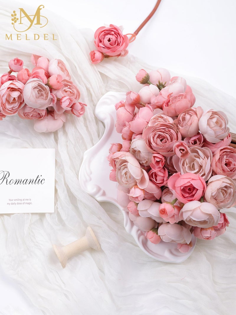 Meldel 32Pcs Ranunculus Artificial Flowers Dusty Rose - Faux Silk Mini Peonies for DIY Wedding Bouquet, Home Decor, Bridal Shower Centerpieces - Image 5