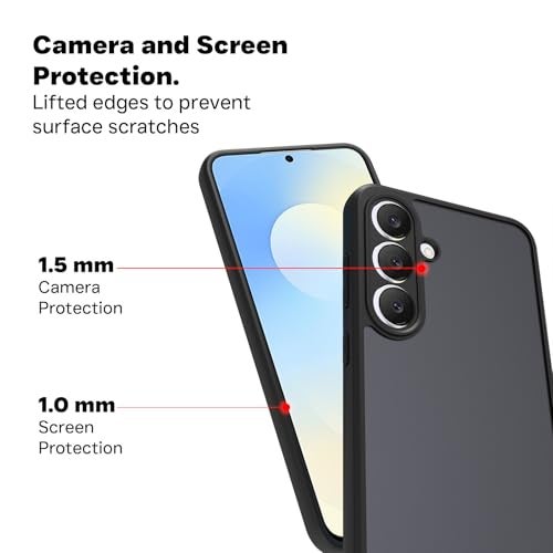 RIGGEAR Shockproof Sleek Hybrid Armor Back Cover Case for Samsung Galaxy S25 FE 5G (Smoke Black Matte PC + Black TPU Bumper) - Image 5