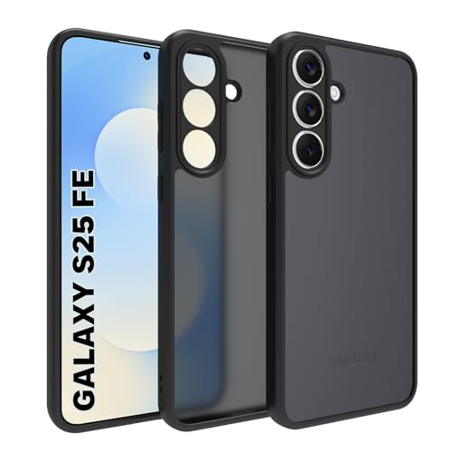 RIGGEAR Shockproof Sleek Hybrid Armor Back Cover Case for Samsung Galaxy S25 FE 5G (Smoke Black Matte PC + Black TPU Bumper) - Image 1