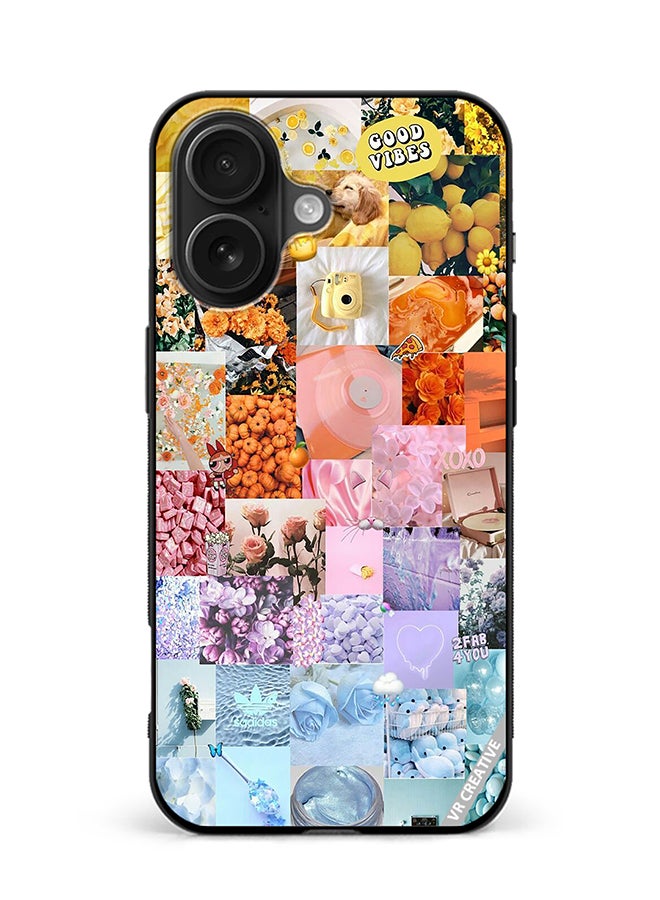 VR CREATIVE Protective Case Cover For Apple iPhone 16 Good Vibes Photo Colleges Design Multicolour