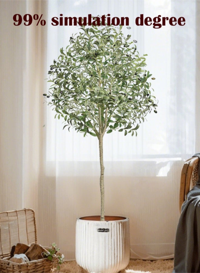 PHISMA Artificial Olive Tree 180cm Tall Faux Silk Plant for Home Office Decor Indoor Fake Potted Tree with Wood Branches and Fruits - Image 5