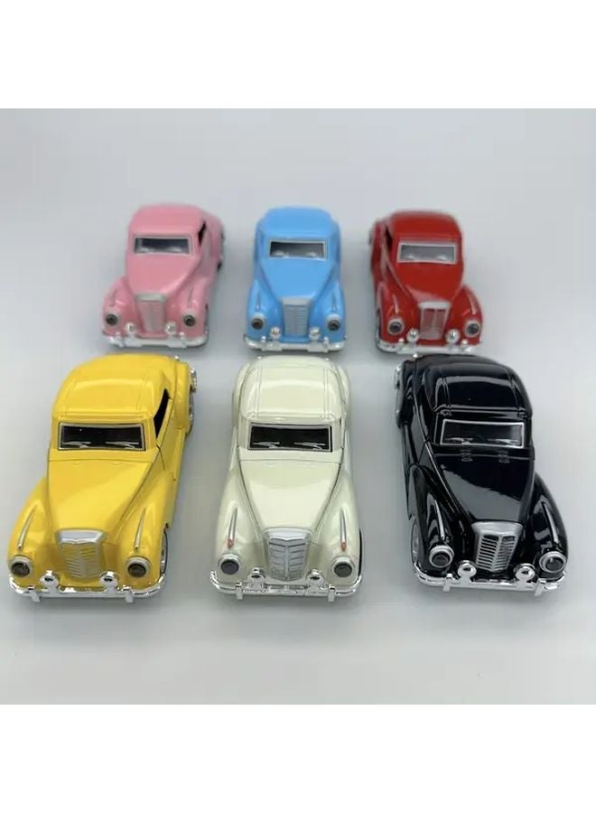 موديل سيارة كلاسيكي قديم من السبائك باللون الأصفر لعبة سحب للخلف بأبواب قابلة للفتح - Image 2