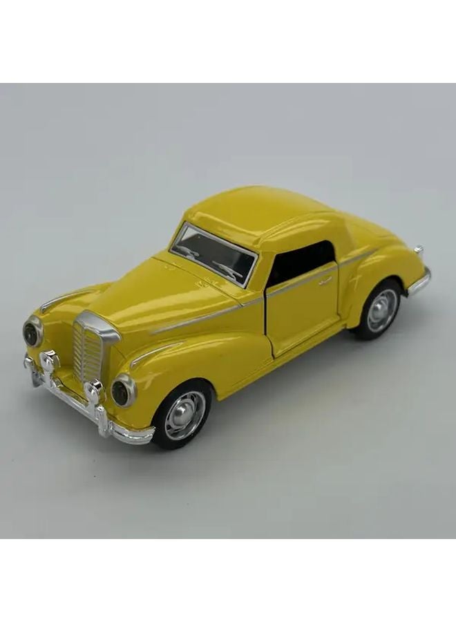 موديل سيارة كلاسيكي قديم من السبائك باللون الأصفر لعبة سحب للخلف بأبواب قابلة للفتح - Image 1