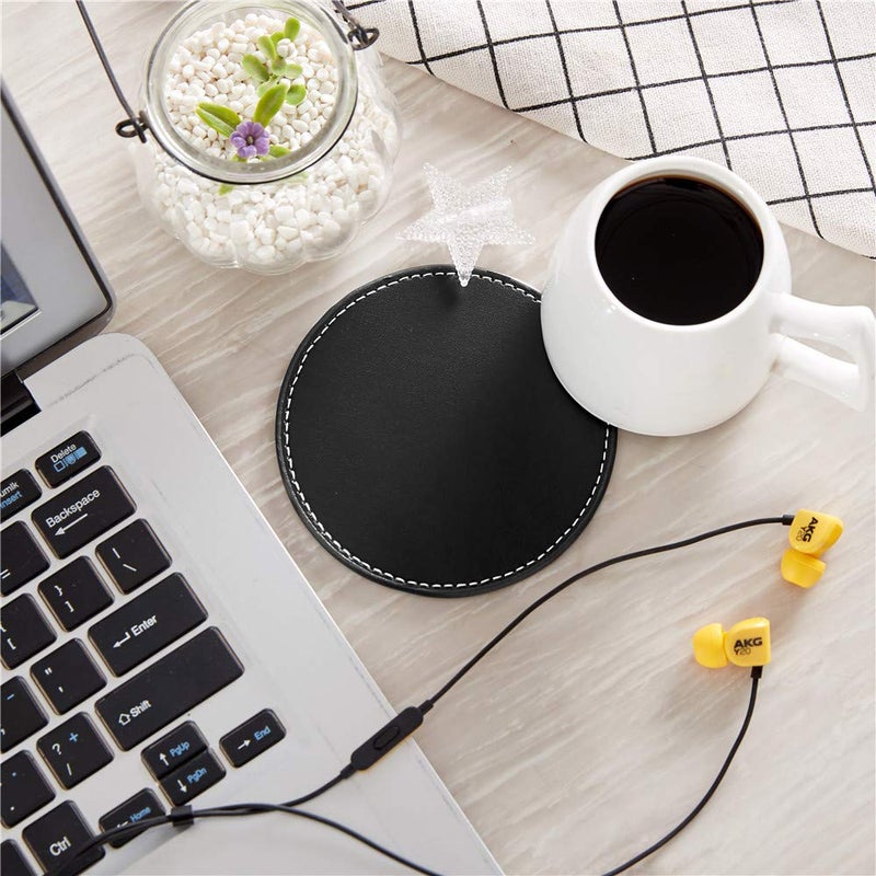 Thipoten Coasters for Drinks, Thipoten Leather Coasters with Holder, Protect Furniture from Damage(6PCS, Black) - Image 3