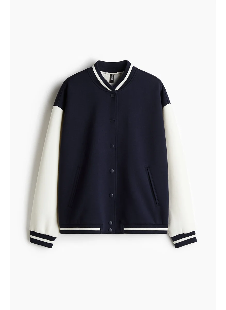 اتش اند ام Motif-Detail Baseball Jacket