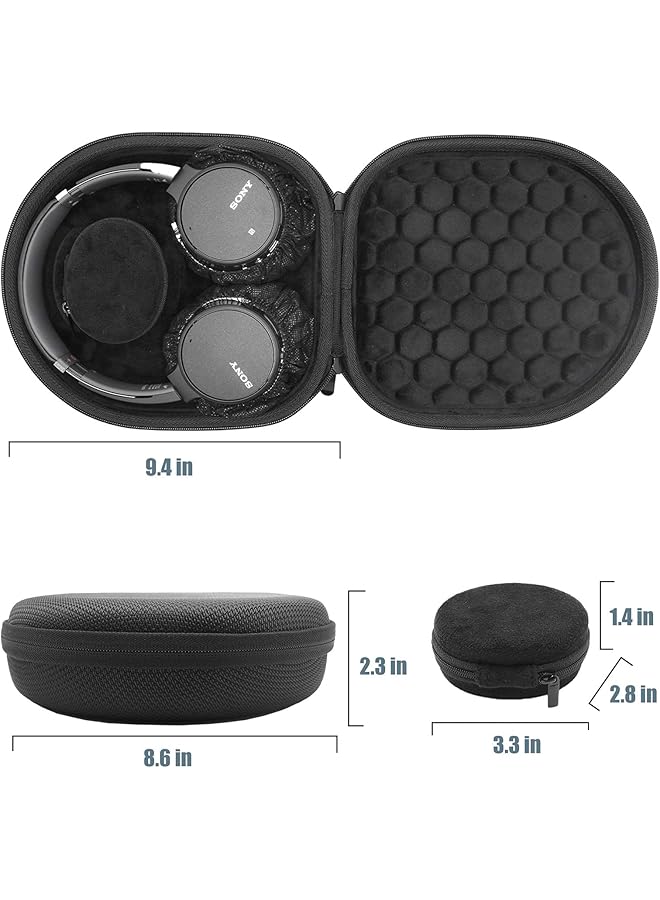 Procases Hard Case For Sony Whch520 Wh1000Xm4 Wh1000Xm5 Whch720N Whxb910N Whch710N Whxb900N Bose 700 Qc35 Ii Wireless Noise Canceling Headphones Travel Carrying Bag With 2 Dust Covers Black - Image 3