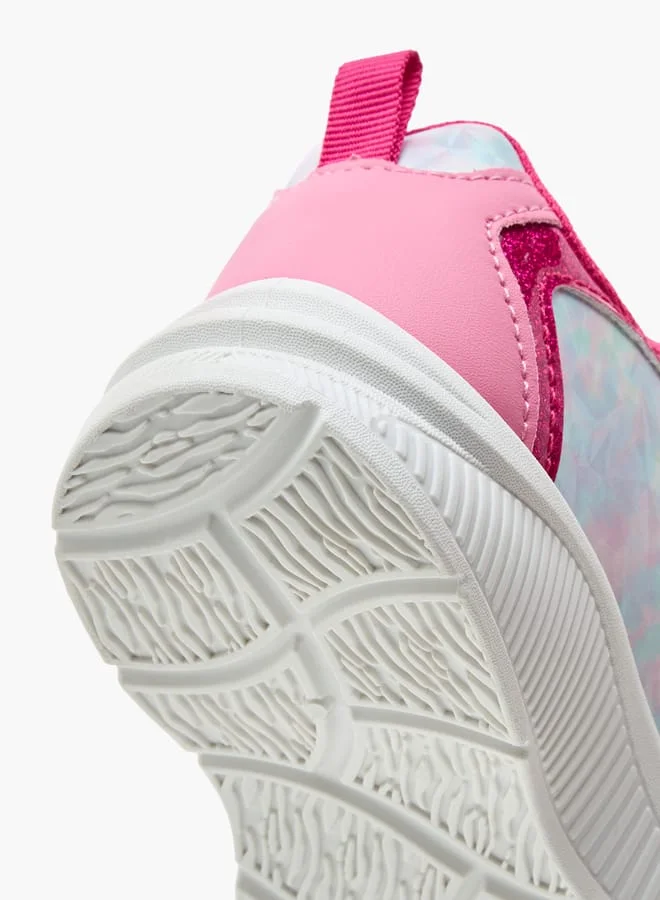 باربي Girls Printed Light-Up Sneakers with Hook and Loop Closure