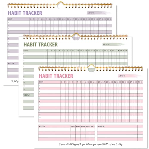 PIOOJK Habit Tracker Calendar, Daily Weekly Goal and Habit Tracker Journal, 12 Months Undated Habits Tracker Planner with Spiral Binding, Boost Productivity Tool and Workout Calendar, 11.7"x8.5" - Image 1