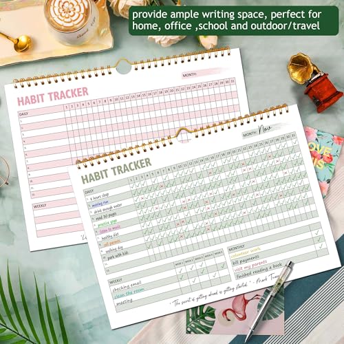 PIOOJK Habit Tracker Calendar, Daily Weekly Goal and Habit Tracker Journal, 12 Months Undated Habits Tracker Planner with Spiral Binding, Boost Productivity Tool and Workout Calendar, 11.7"x8.5" - Image 2