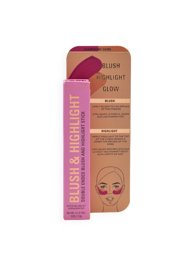REVOLUTION أحمر خدود وهايلايتر مزدوج الأطراف من مكياج ريفولوشن بلون ذهبي لامع - Image 1