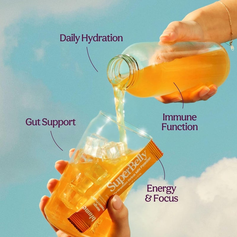 Blume باقة بلوم سوبر بيلي لصحة الأمعاء وترطيب فوري خالية من السكر مع بروبيوتيك وبريبيوتيك وخل التفاح وفيتامين C والإلكتروليتات مانجو فاكهة العاطفة 15 عود - Image 4