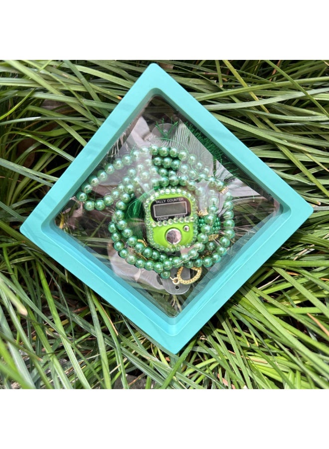 NIBEMINENT Muslim Prayer Beads, 99 Prayer Beads Counter Gift Box Set, Green
