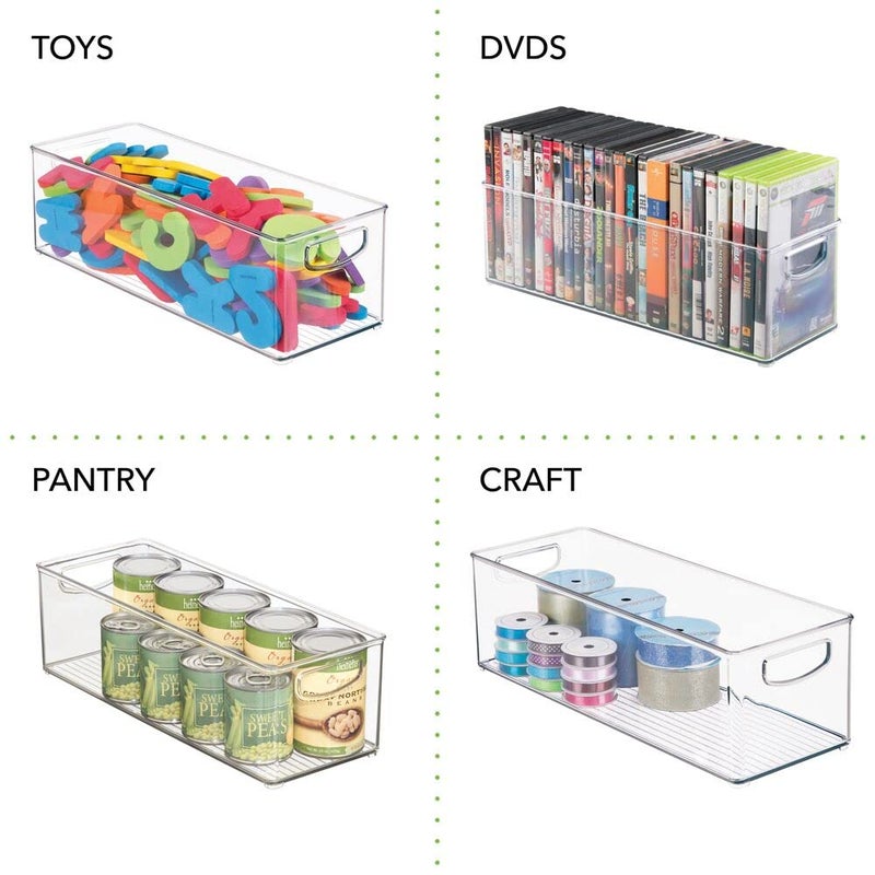 mDesign Household Storage Bin for DVDs, PS4 and Xbox Video Games - Pack of 2, Large, Clear - Image 5