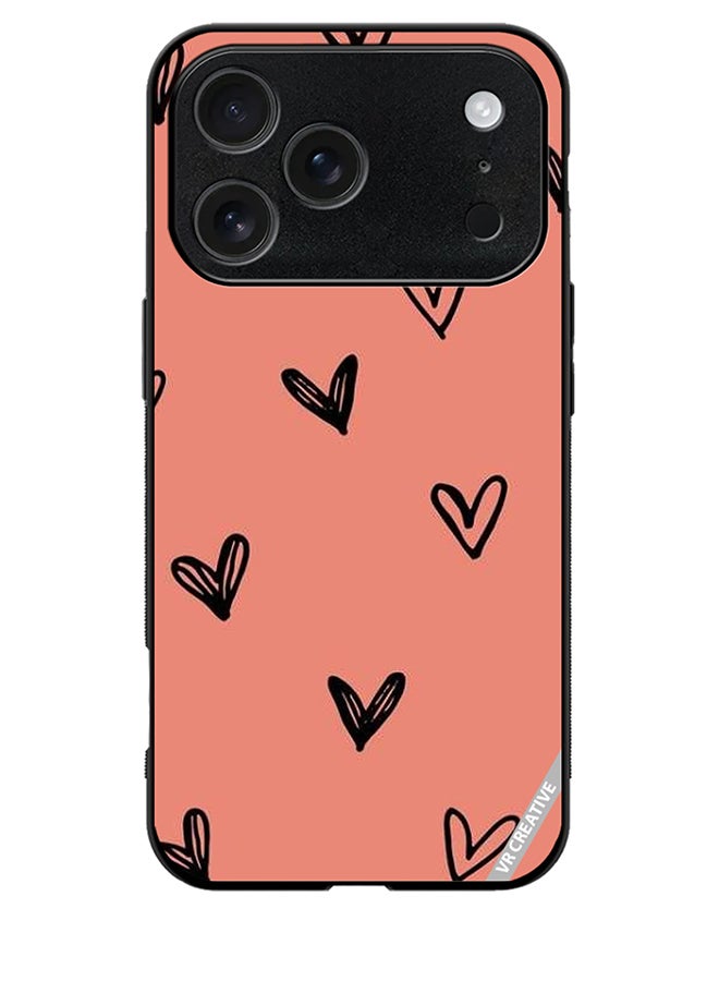 VR CREATIVE Protective Case Cover For Apple iPhone 17 Pro Max Flying Hearts Sketch Design Multicolour