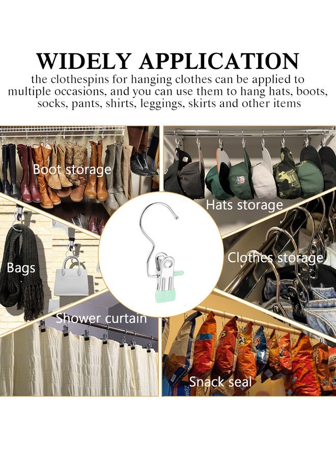 20 قطعة من الشماعات المحمولة متعددة الوظائف بمشبك واحد لتوفير المساحة للجينز والقبعات والأحذية الطويلة والمناشف والوجبات الخفيفة والحقائب (أخضر فاتح) - Image 3