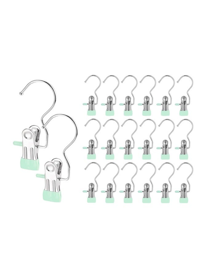 20 Pieces Boot Hangers Clips Laundry Hooks Hanging Clips Clothes Pins Closet Hanger Organizer Clamps Socks Towel Clips Heavy Duty Clothespins Bulk Hanger Clips for Closet Travel Pants Socks Handbags（Light Green） - Image 1