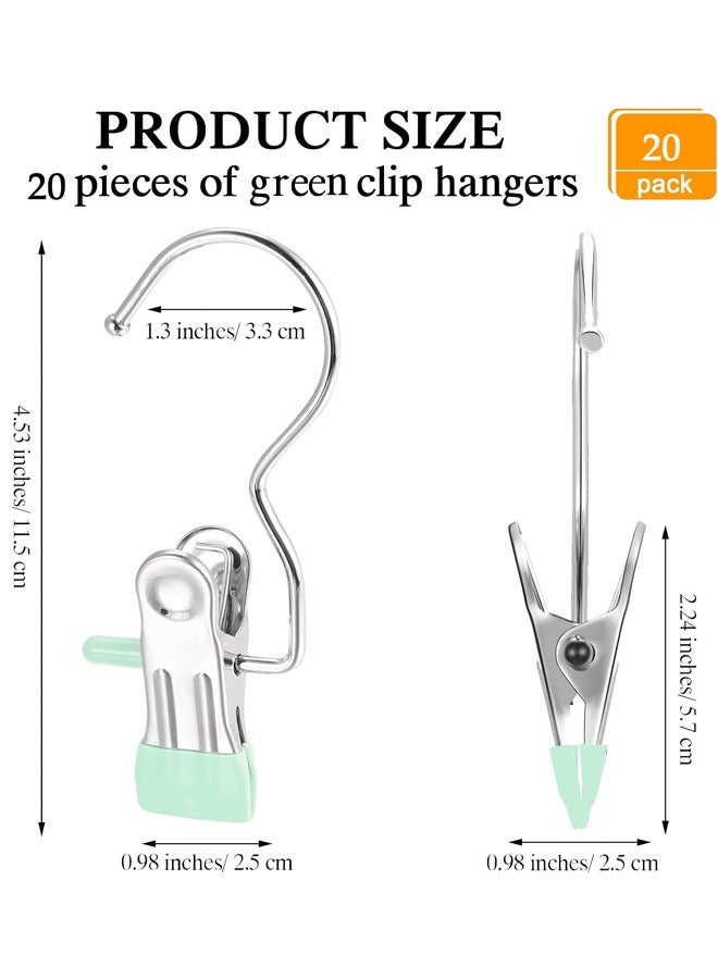 20 Pieces Boot Hangers Clips Laundry Hooks Hanging Clips Clothes Pins Closet Hanger Organizer Clamps Socks Towel Clips Heavy Duty Clothespins Bulk Hanger Clips for Closet Travel Pants Socks Handbags（Light Green） - Image 2