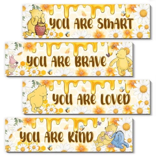 BirtDerr 4PCS Winnie Nursery Decorationsthe Pooh Baby StuffVintage Nursery DecorWinnie Wall Decor Wall ArtClassic - Image 1