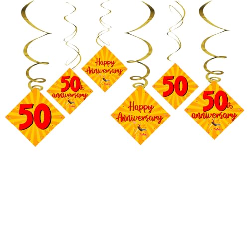 Balloonistics 50th Anniversary Hanging Swirl Decorations/Decorations for 50th Anniversary Party / 50th Anniversary Ceiling Hanging Swirl Decorations (Pack of 6 Swirls) - Image 2