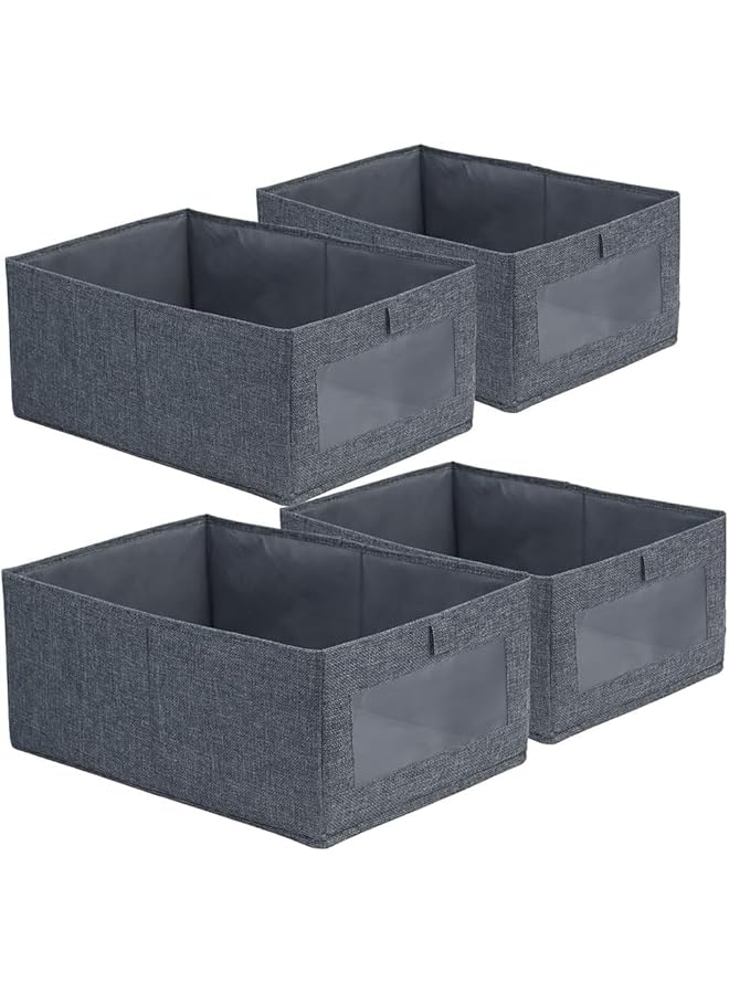 Green Tiger 4 Pack Closet Organizers and Storage Bins, Storage Containers for Organizing Clothing, Jeans, Toys, Books, Shelves, Wardrobe - Closet Organizer, Large Storage Boxes Baskets with Window (Gray) - Image 1