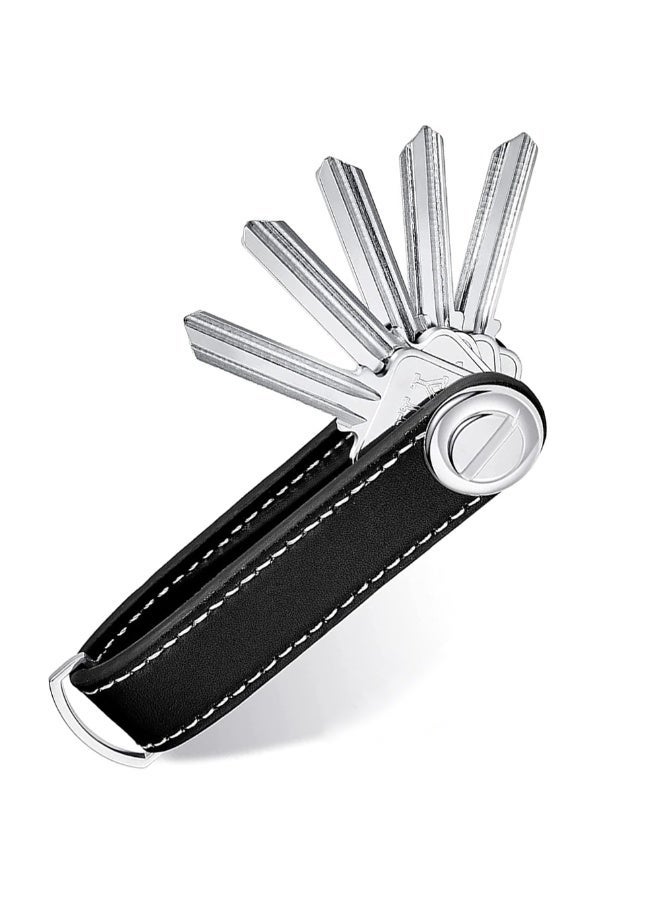 Compact Key Holder,Leather Key Organizer, Folding Pocket Key Holder with Secure Locking Mechanism - Image 1