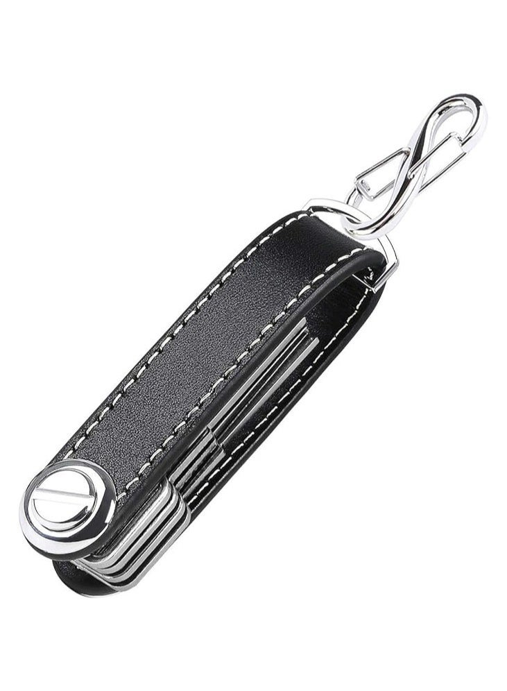 Compact Key Holder,Leather Key Organizer, Folding Pocket Key Holder with Secure Locking Mechanism - Image 3