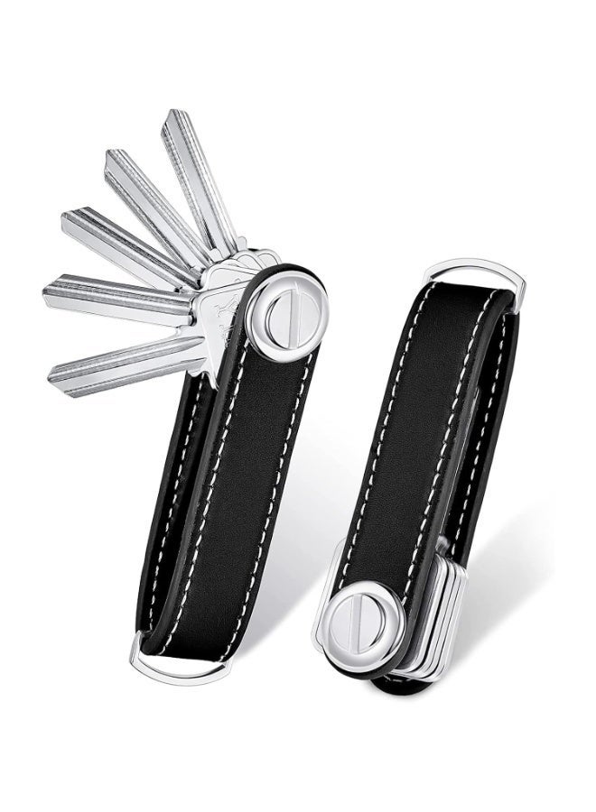Compact Key Holder,Leather Key Organizer, Folding Pocket Key Holder with Secure Locking Mechanism - Image 2