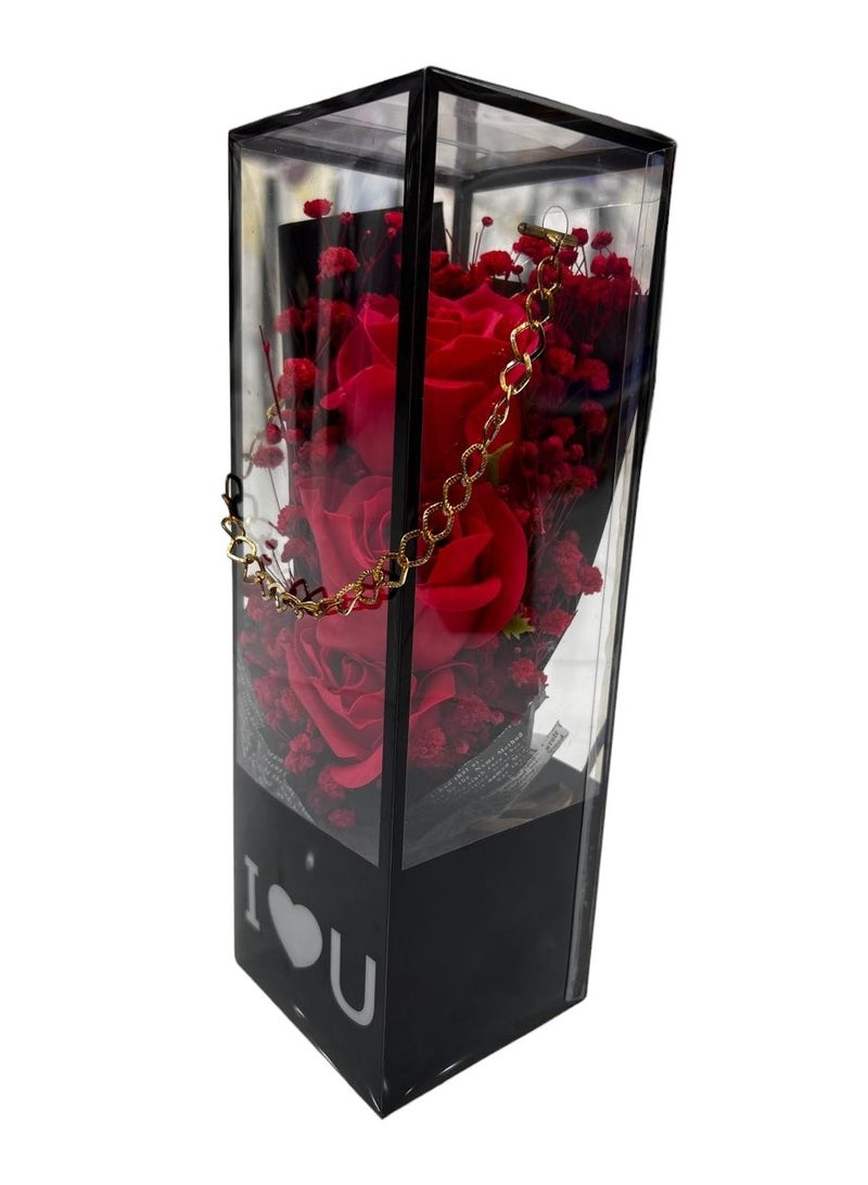 BABAZAM Premium Artificial Flower Bouquet Lifelike Silk Flowers for Elegant Gifts Home Décor Anniversary Wedding Birthday and Special Occasions Red 27x9x9cm - Image 2