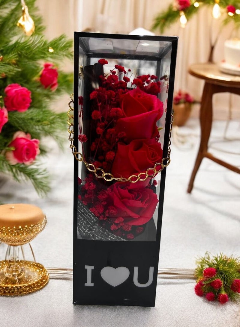 BABAZAM Premium Artificial Flower Bouquet Lifelike Silk Flowers for Elegant Gifts Home Décor Anniversary Wedding Birthday and Special Occasions Red 27x9x9cm - Image 4