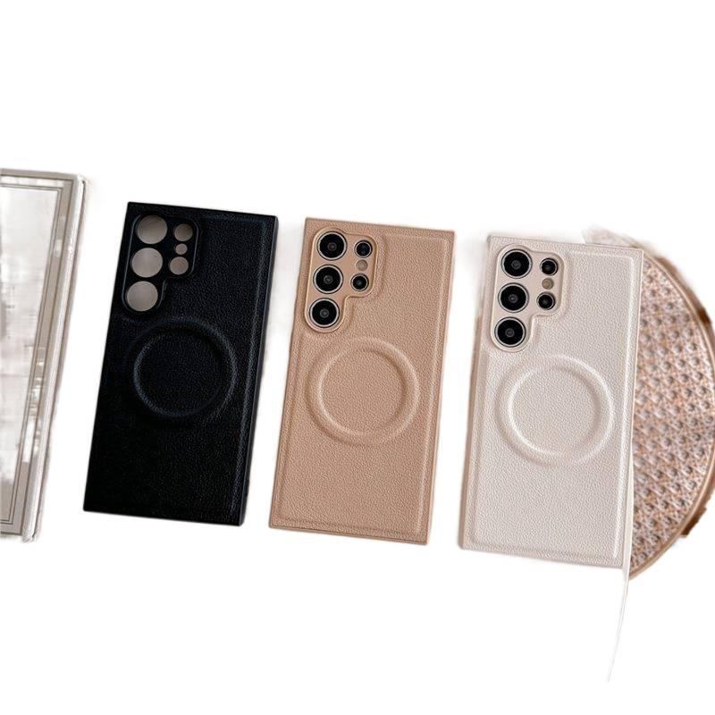 MagSafe Samsung Galaxy S24 Plus Leather Case Protective Texture for Full Coverage in White finish for Indoor Use - Image 2