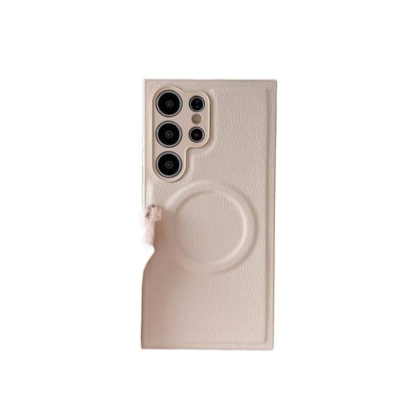 MagSafe Samsung Galaxy S24 Plus Leather Case Protective Texture for Full Coverage in White finish for Indoor Use - Image 1