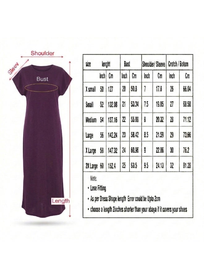 طقم عباية داخلية CEY فاخر من MA، فستان ماكسي نسائي طويل ومحتشم، كاجوال/رسمي تحت العباية (جلابية)، مريح ذو ملمس ناعم على الجسم، قماش جيد التهوية ومناسب للارتداء في جميع الفصول (المقاسات من S إلى XL). - Image 5