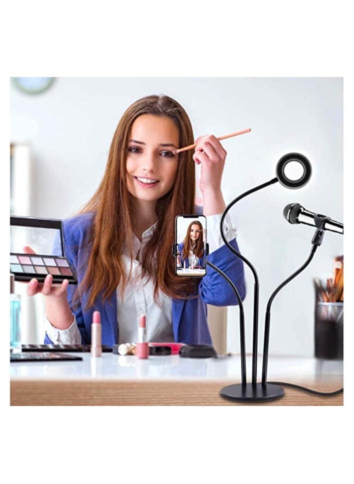 Generic 3 in 1 Professional Live Stream Kit with Small USB Ring Light Mic Holder CellPhone Web Cam Holder Premium Stand For Makeup Video Shoots Live Video Calling And More  - Image 3