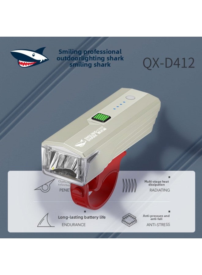 Loquat Smiling Shark Outdoor Children Cycling Car Light Color Mini Easy Installation Night Riding Light Intelligent Light Control Bicycle Light-Color:D412a Children's Outdoor Cycling Light-khaki - Image 2