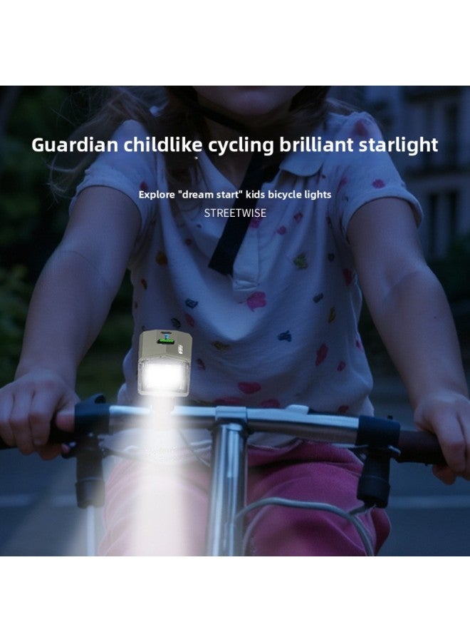Loquat Smiling Shark Outdoor Children Cycling Car Light Color Mini Easy Installation Night Riding Light Intelligent Light Control Bicycle Light-Color:D412a Children's Outdoor Cycling Light-khaki - Image 3