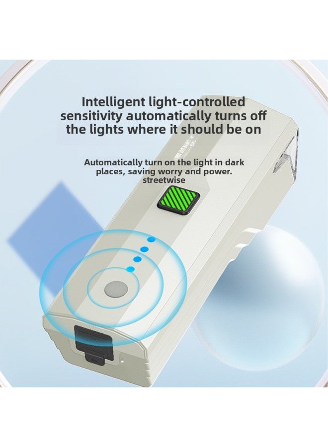 Loquat Smiling Shark Outdoor Children Cycling Car Light Color Mini Easy Installation Night Riding Light Intelligent Light Control Bicycle Light-Color:D412a Children's Outdoor Cycling Light-khaki - Image 4