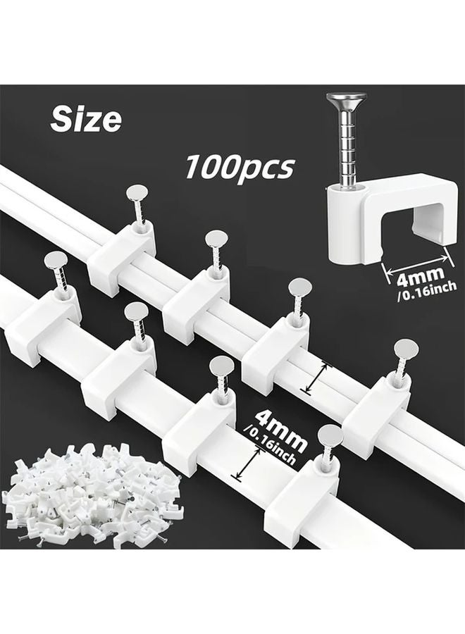 100pcs White Nylon Cable Clamps Square Steel Wire Organizers For Telephone Network Pipe - Image 4
