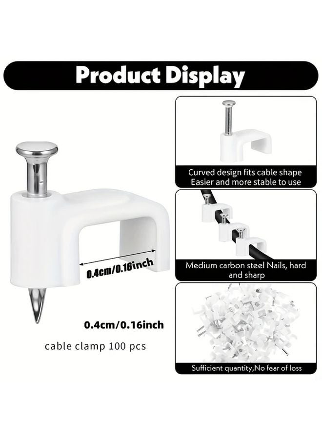 100pcs White Nylon Cable Clamps Square Steel Wire Organizers For Telephone Network Pipe - Image 3
