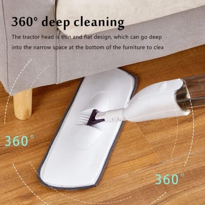 Mn Microfiber Floor Mop with Upgraded Built-in Steam | 360 Degree Microfiber Spin Kitchen Mop with Washable Pads and 360ml Water Tank Spray - Image 2