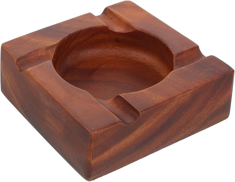 Solid Walnut Wood Retro Ash Tray Holder Resistant to Drops for Home Office Hotel - Image 2